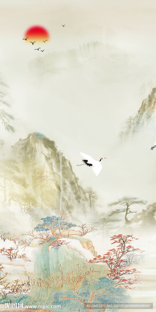 国画玄关意境山水 TIF分层