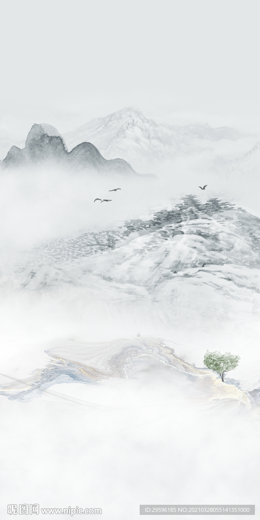大气山水玄关背景 tif分层
