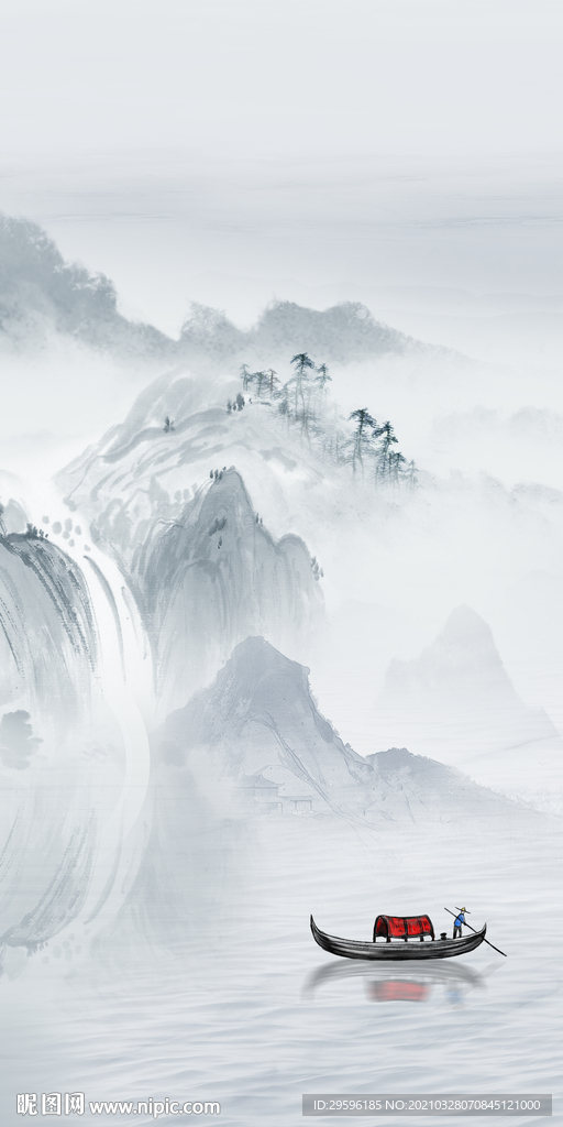 最新 玄关画山水 TIF分层