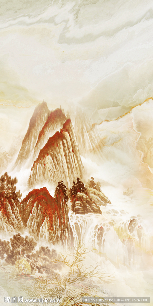 石纹玄关画山水 TIF分层