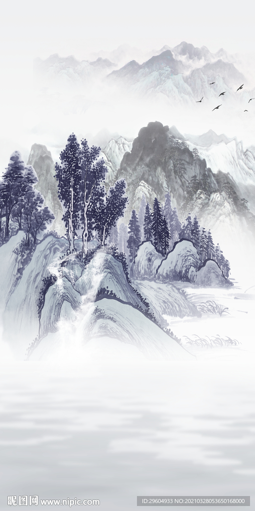 高档 简约山水玄关 TIF分层