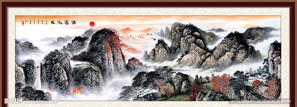 五岳独尊鸿运当头泰山装饰画