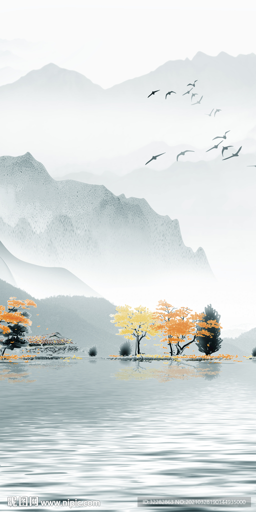现代山水玄关画
