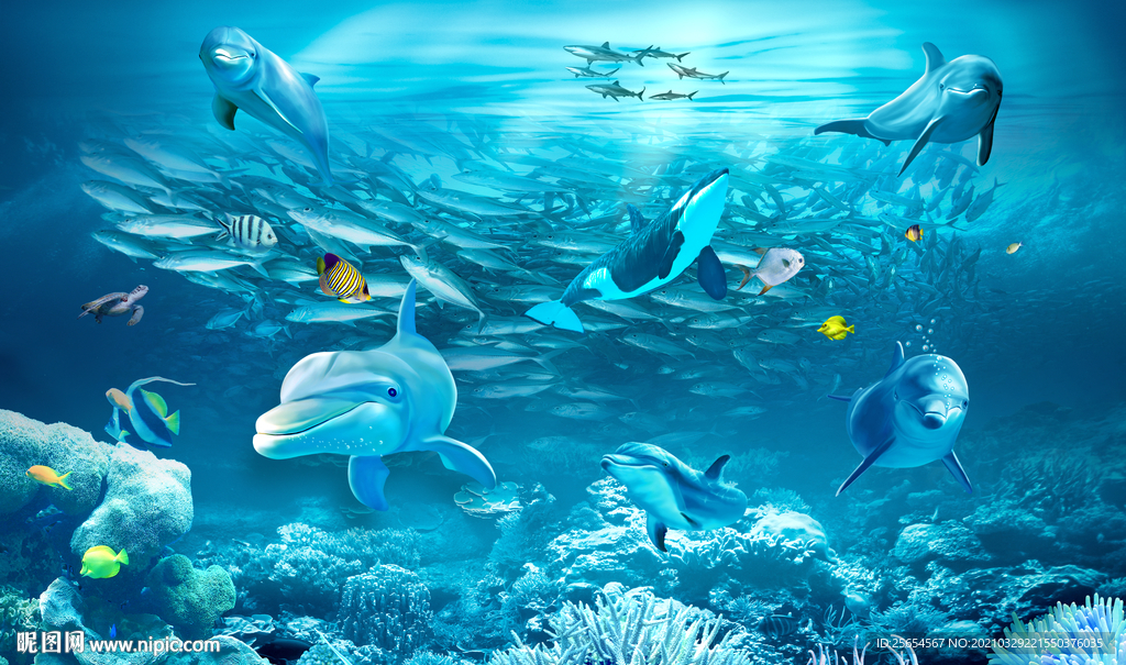 3D海底世界背景墙
