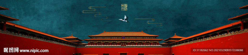 新中式城楼床头画