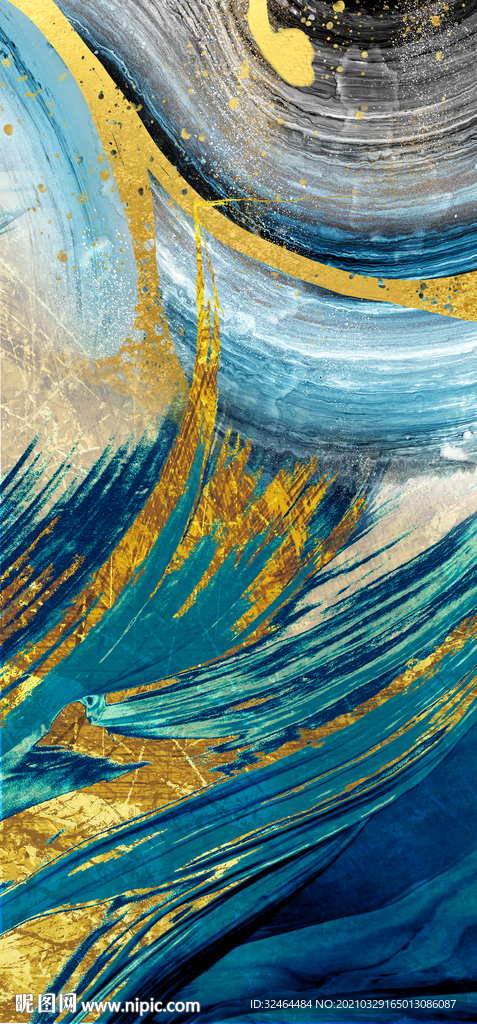 抽象艺术聚财装饰画