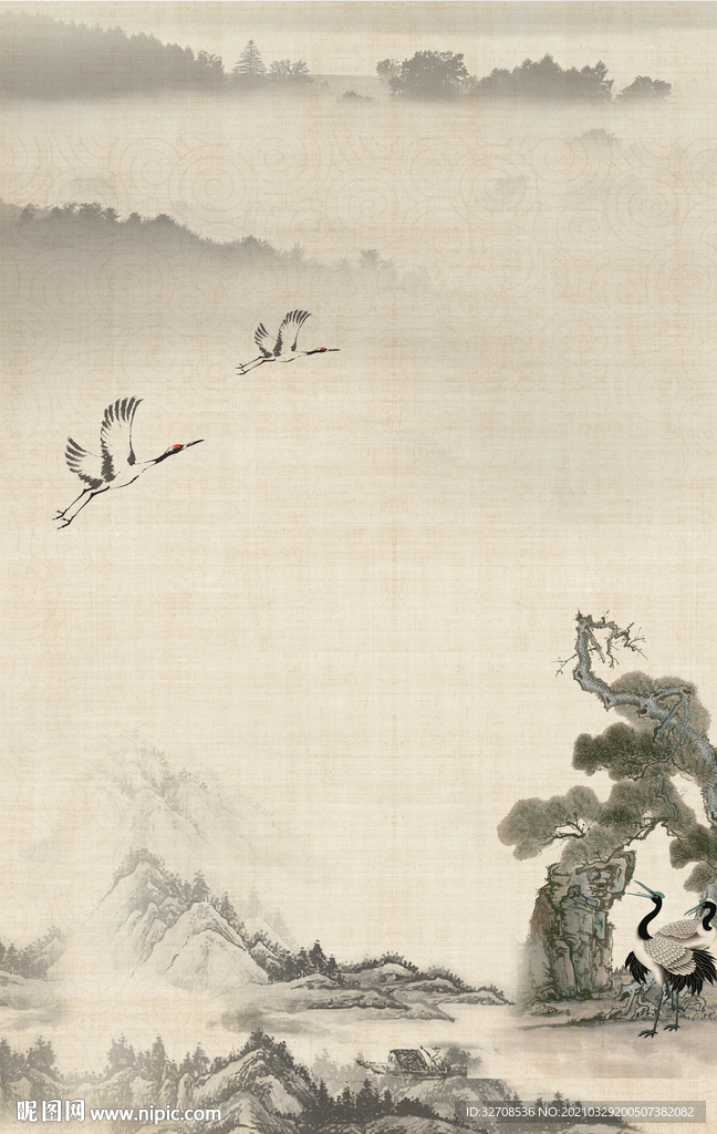 淡雅水墨渐变古风海报背景