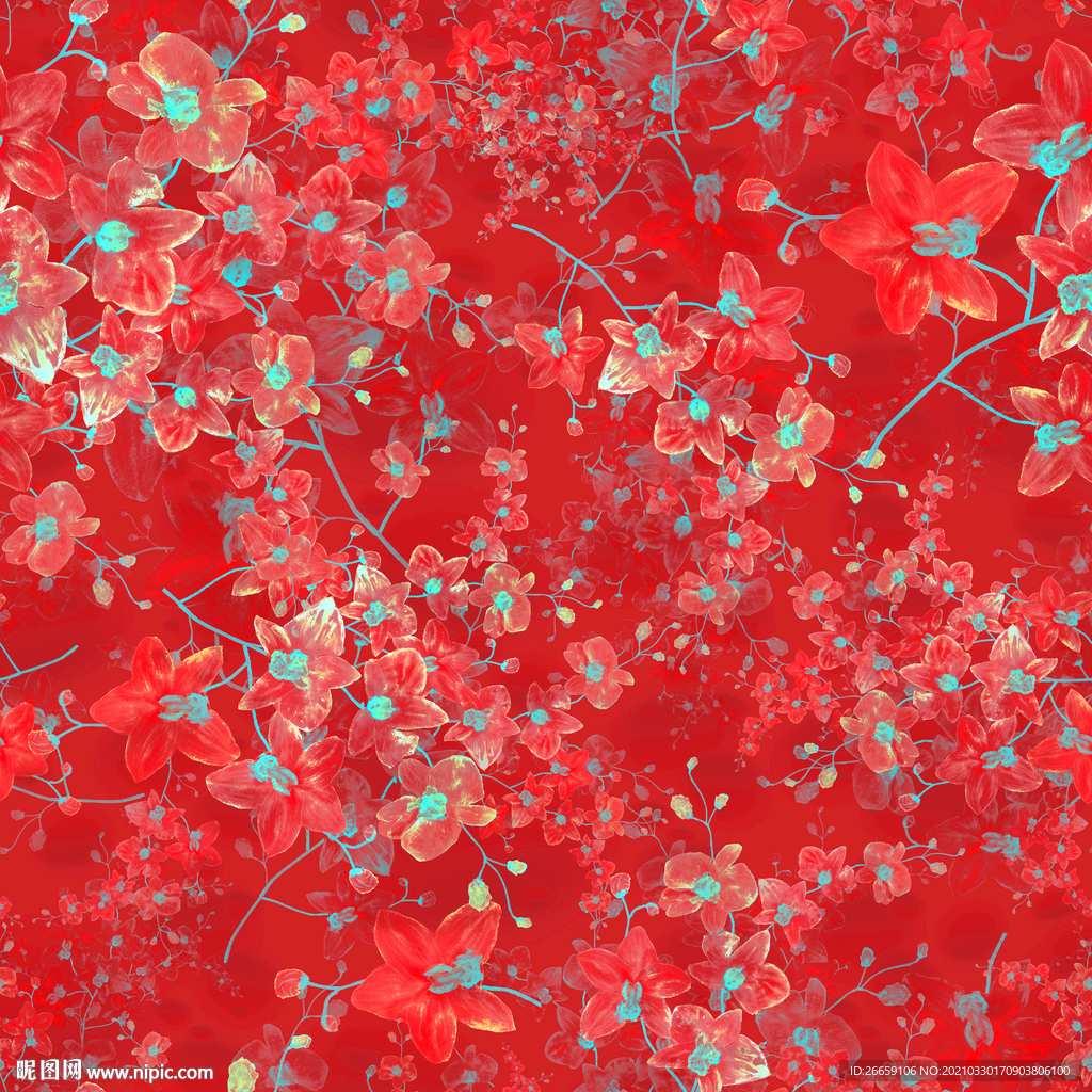 四方连续数码印花小碎花花型