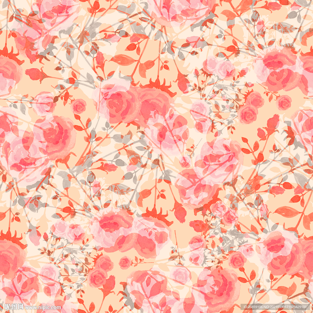 四方连续数码印花小碎花花型