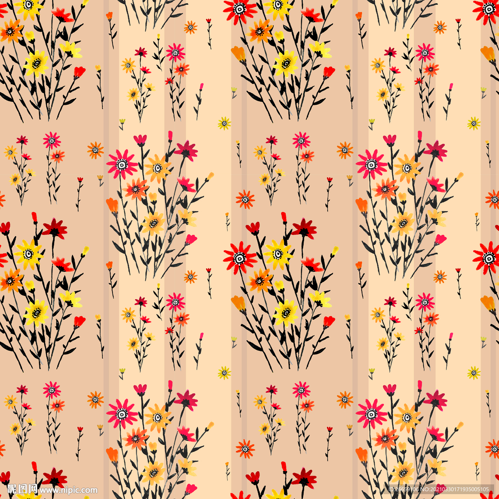 四方连续数码印花小碎花花型