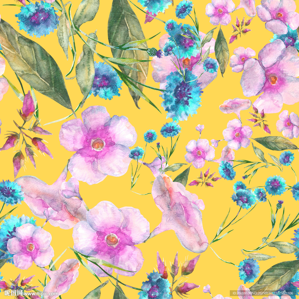 四方连续数码印花小碎花花型