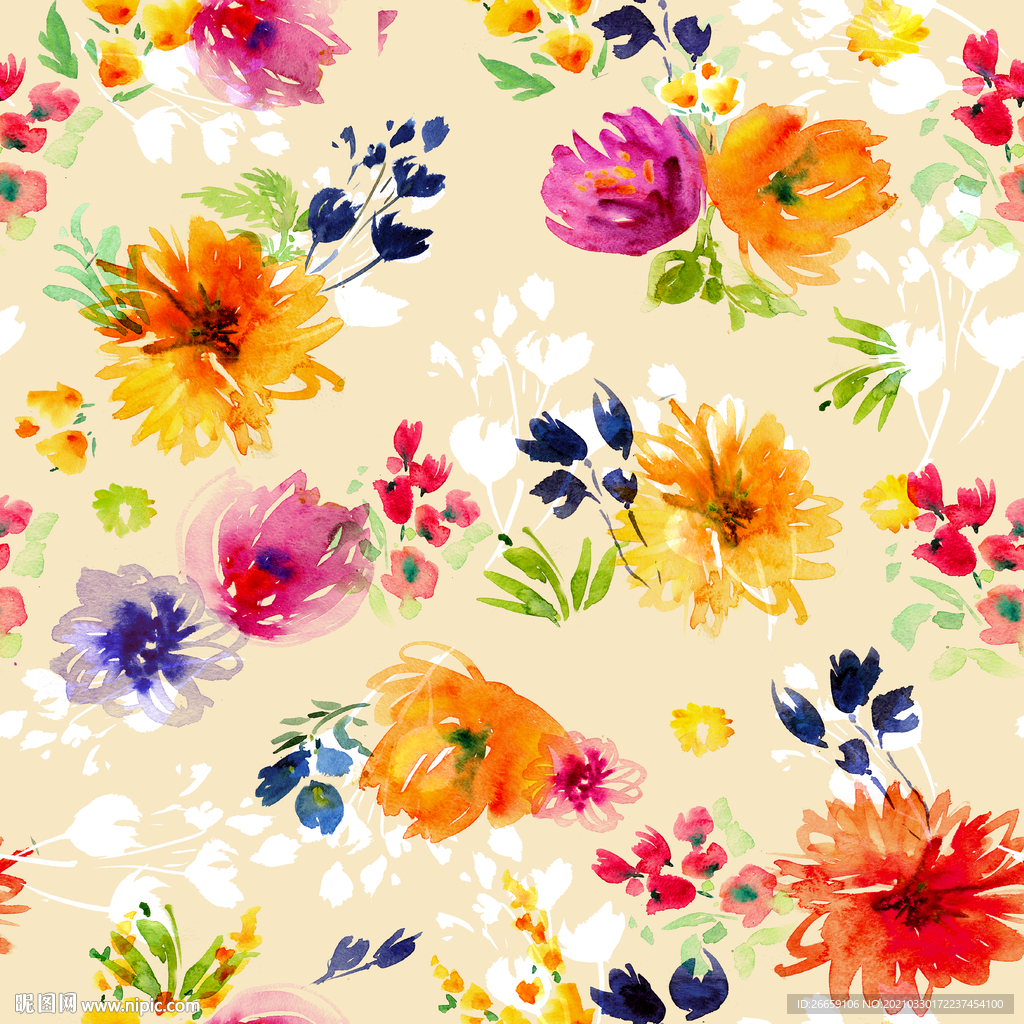 四方连续数码印花小碎花花型