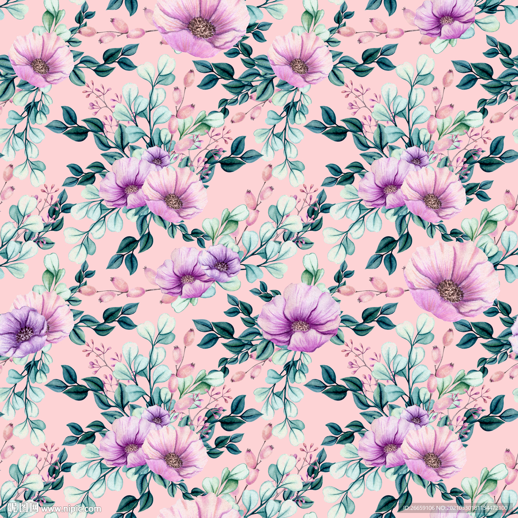 四方连续数码印花小碎花花型