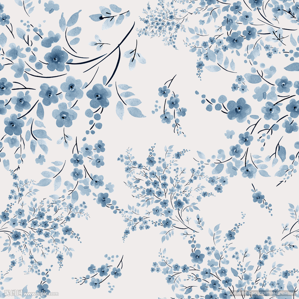 四方连续数码印花小碎花花型