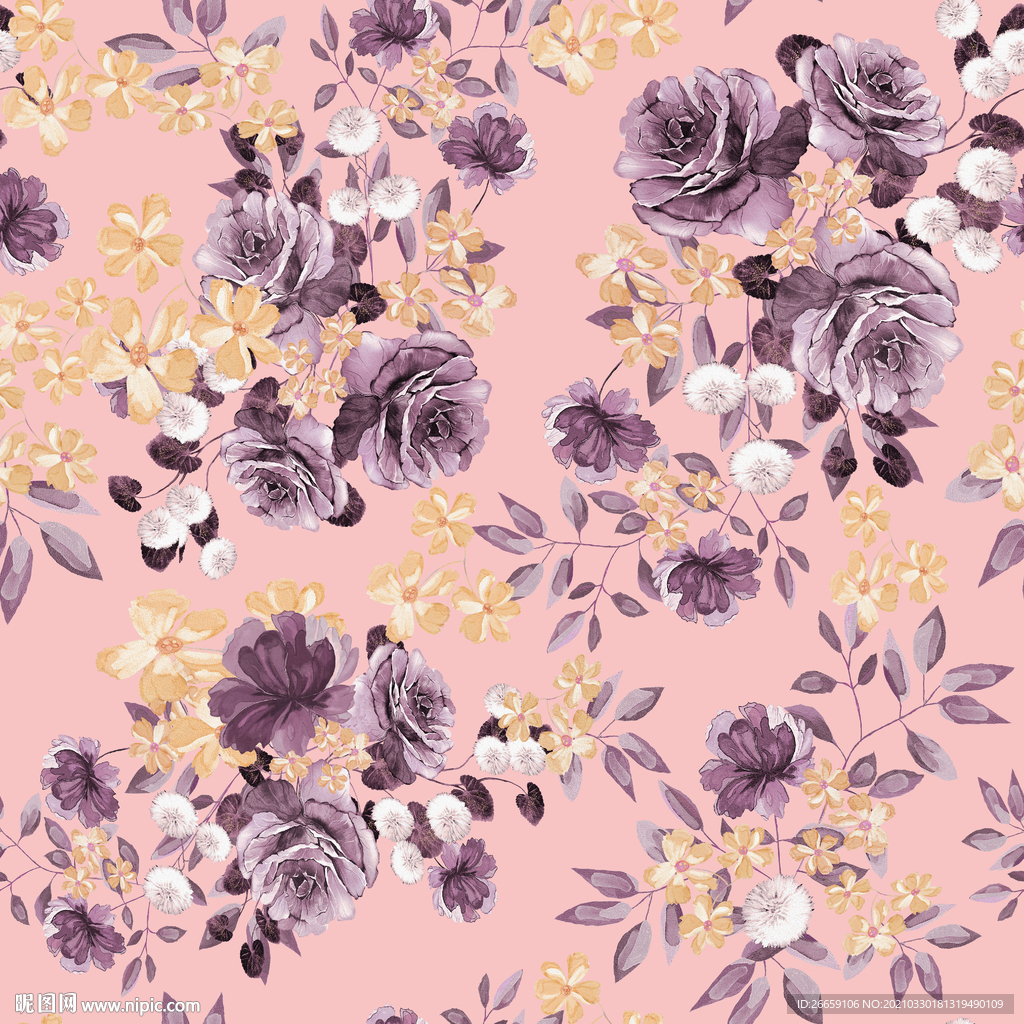 四方连续数码印花小碎花花型