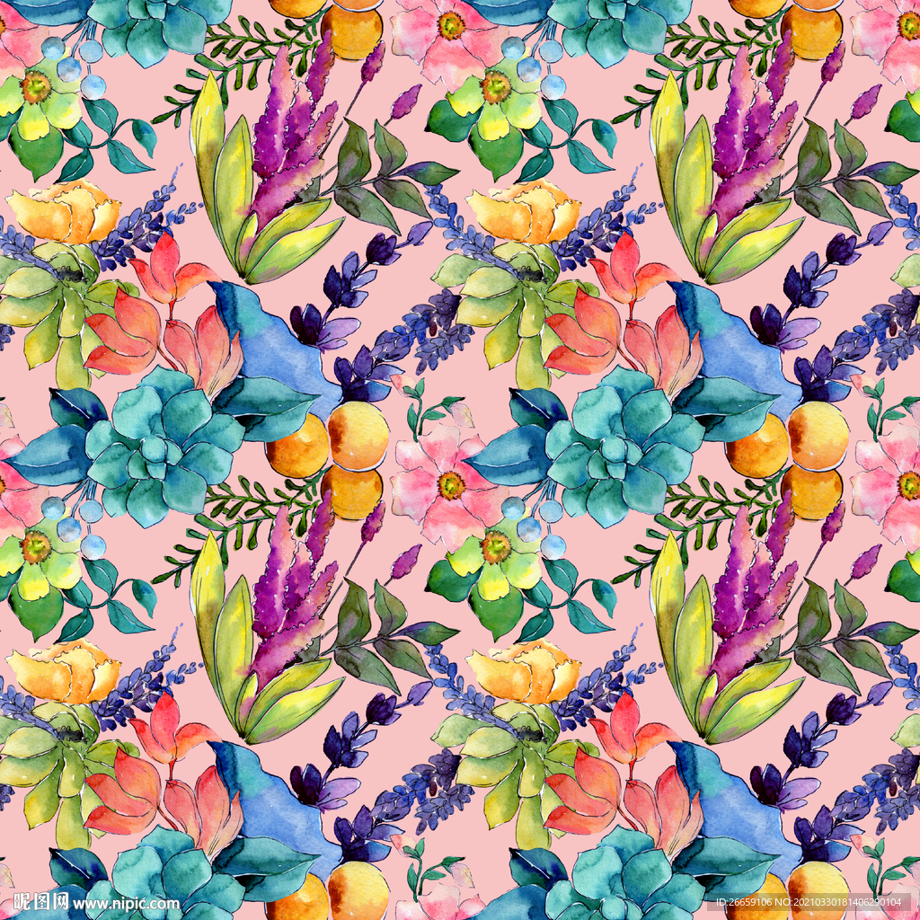 四方连续数码印花小碎花花型