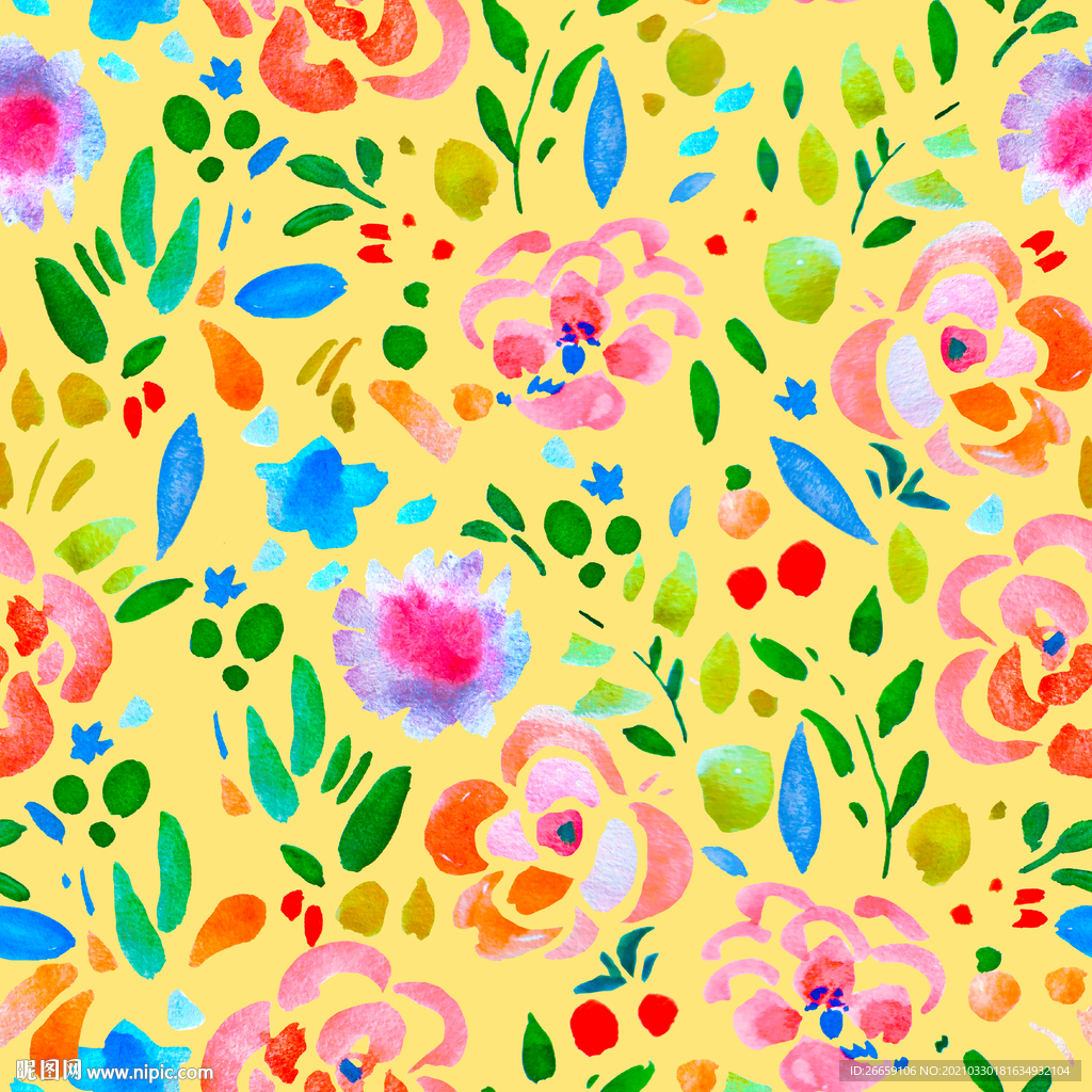 四方连续数码印花小碎花花型