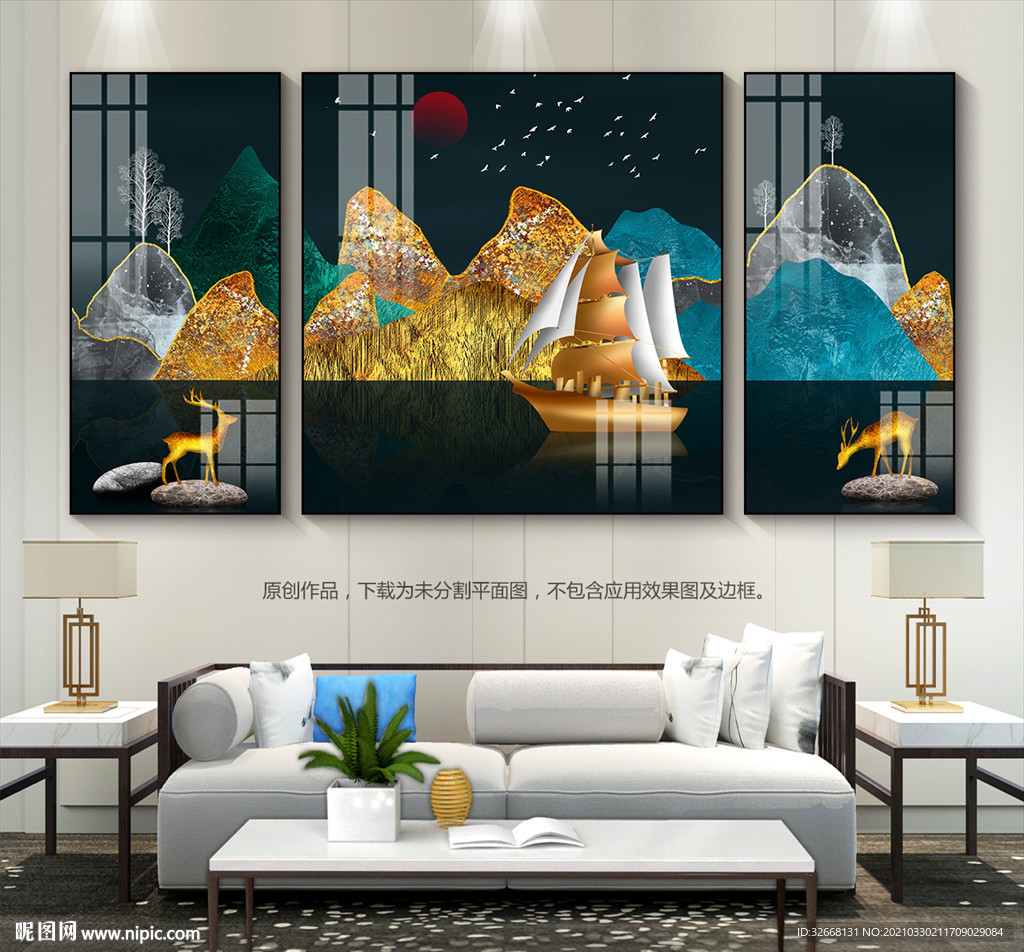 轻奢风客厅装饰画背景画玄关挂画