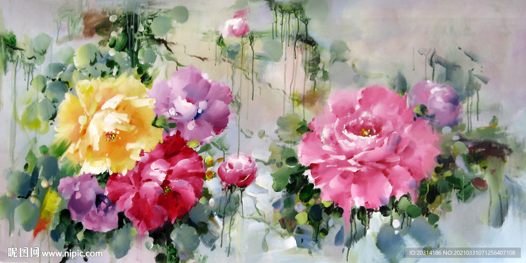 牡丹花油画