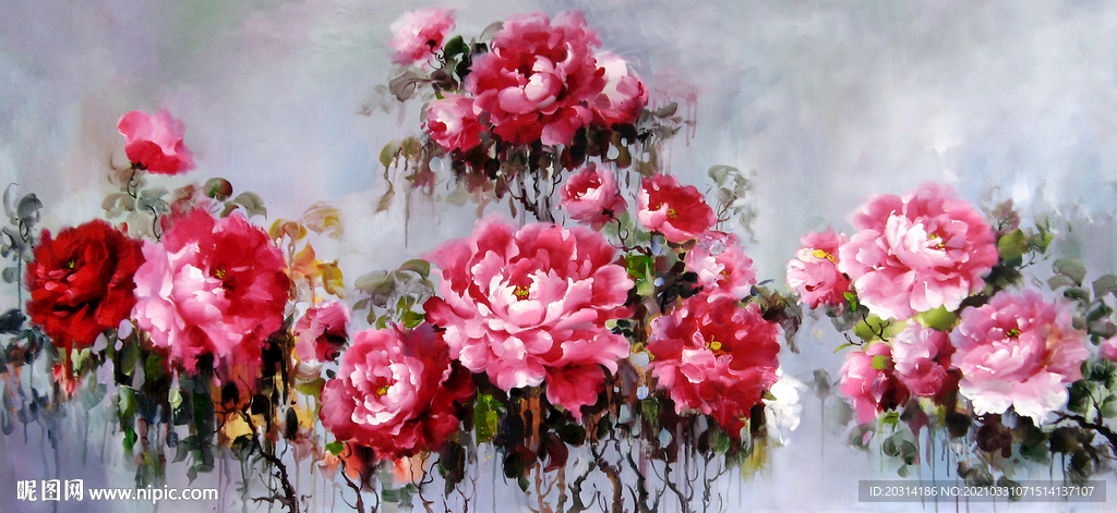 油画牡丹花