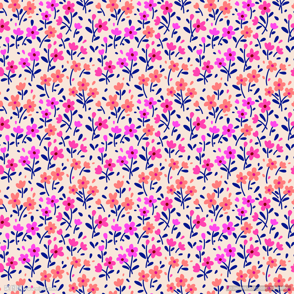 四方连续数码印花小碎花花型