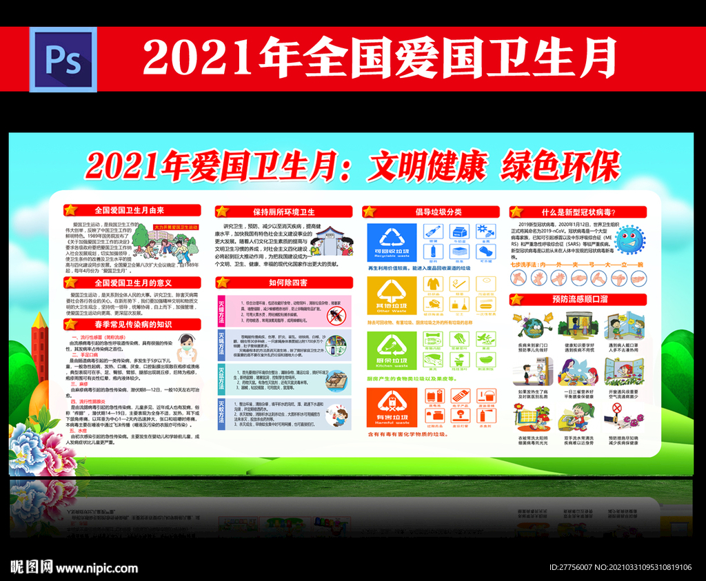 2021年爱国卫生月展板设计