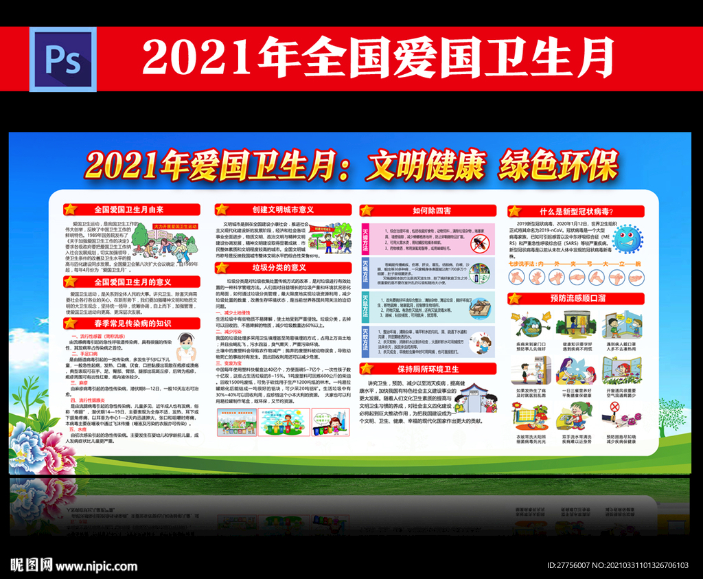 2021爱国卫生月主题展板