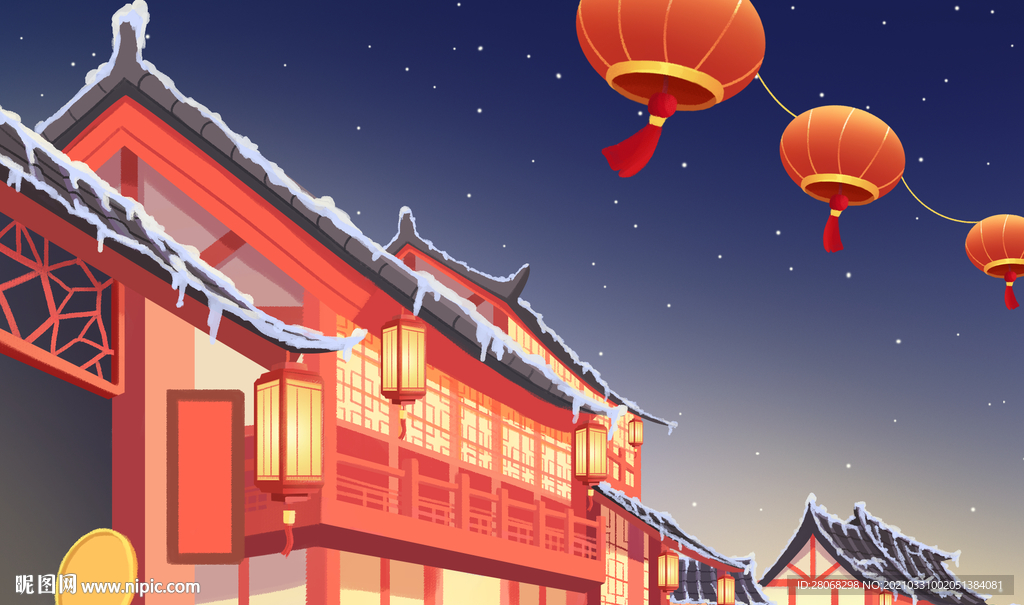 国潮插画装饰节庆背景