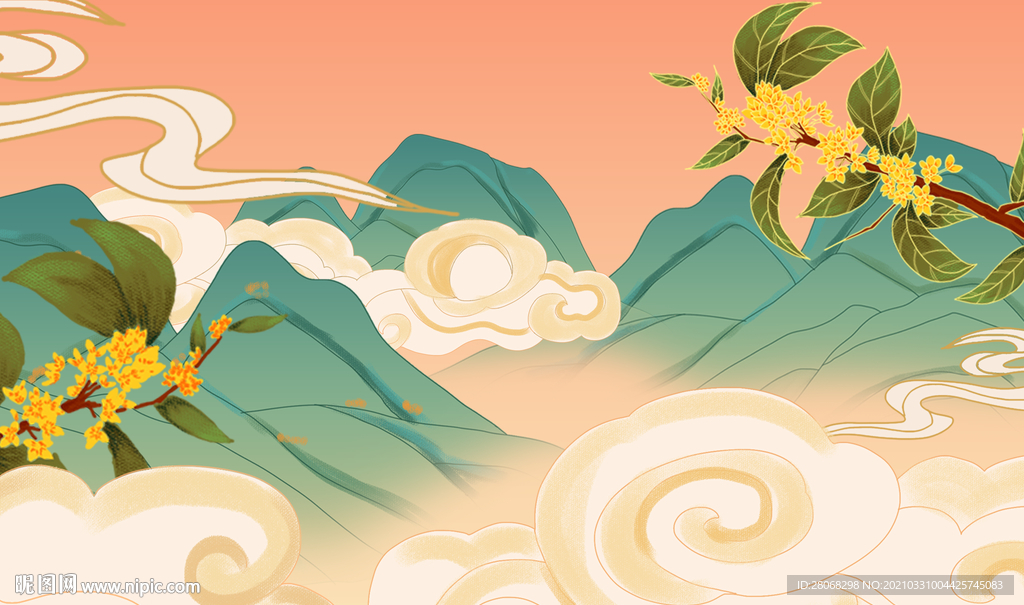 国潮插画背景