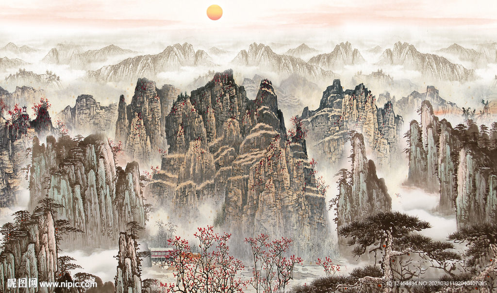 背有靠山大气国画