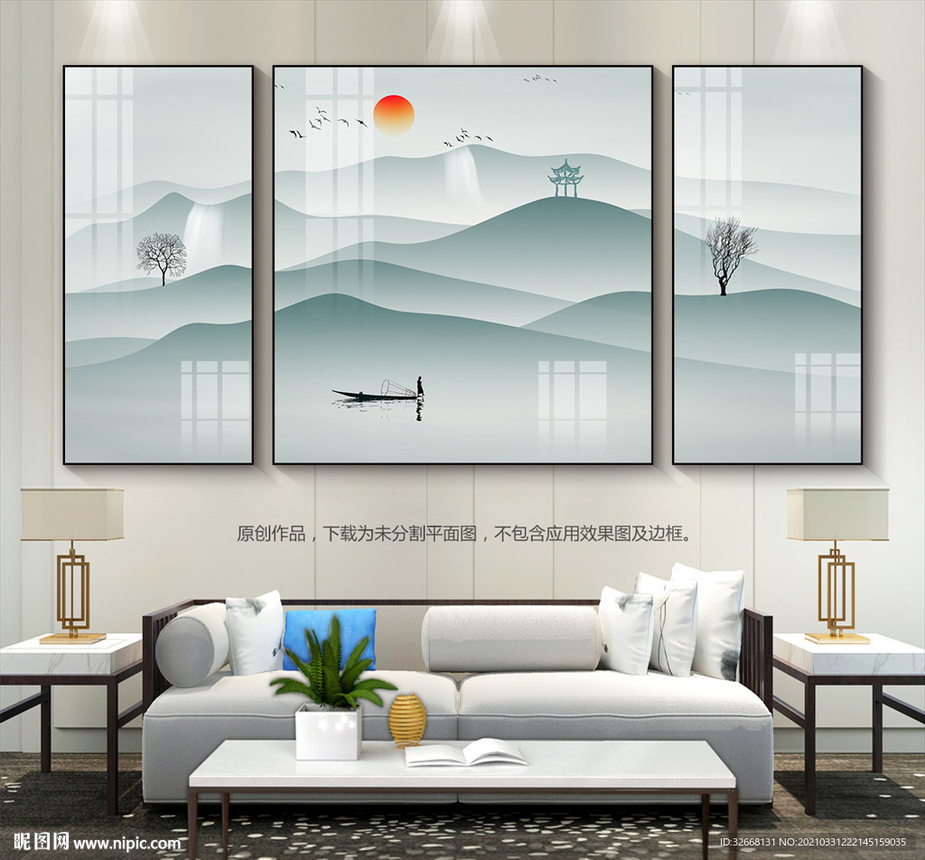 禅意山水画水墨山水画客厅装饰画