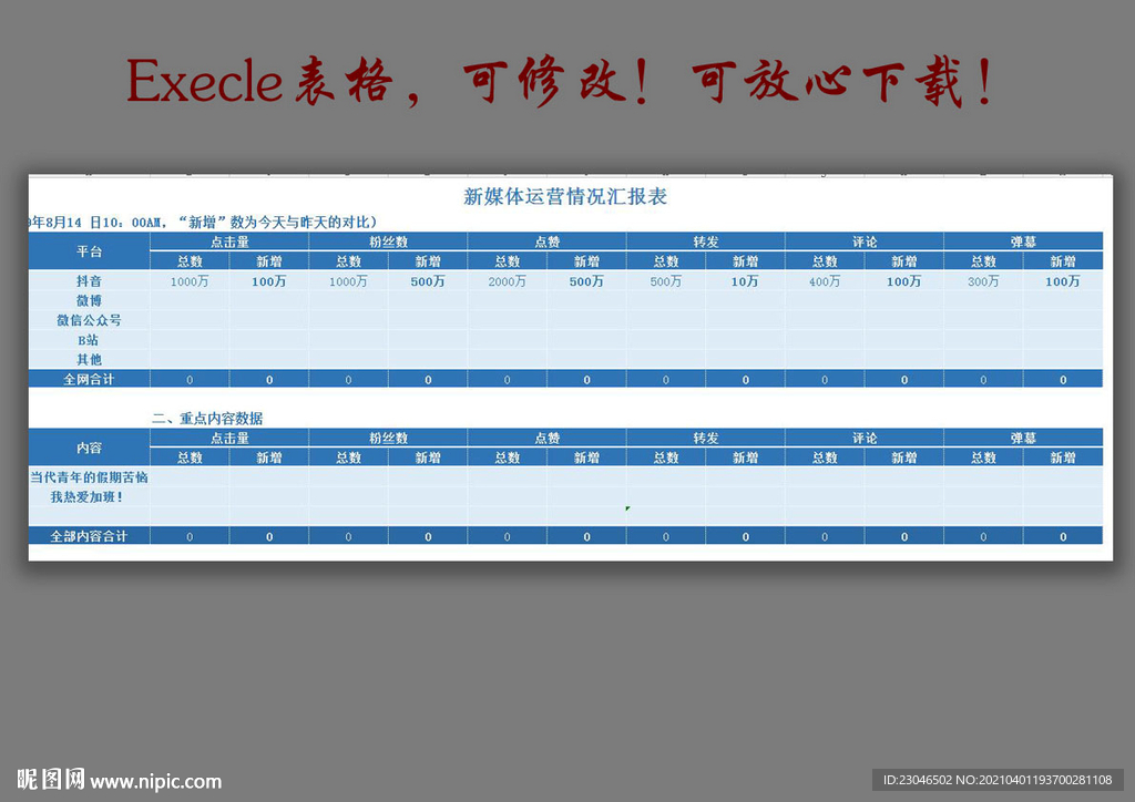 新媒体运营情况表