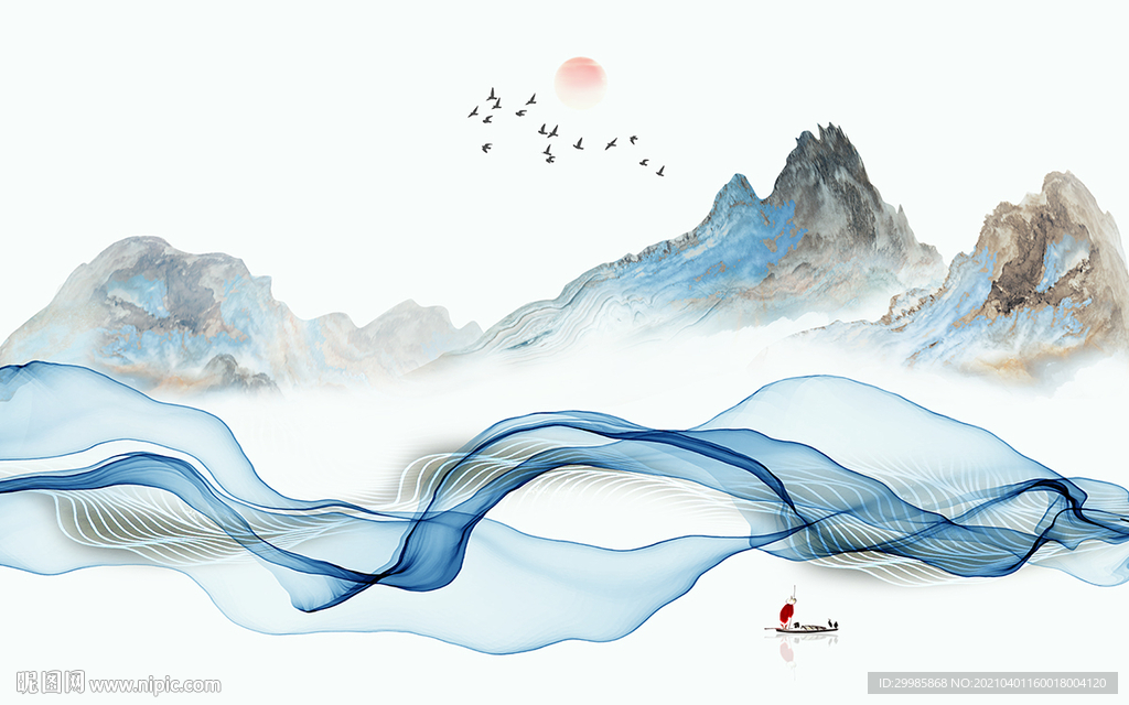 意境山水画背景画 tif分层