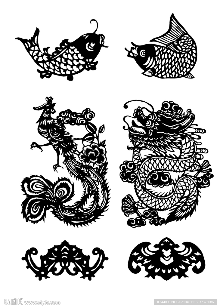 矢量中式龙凤吉祥图