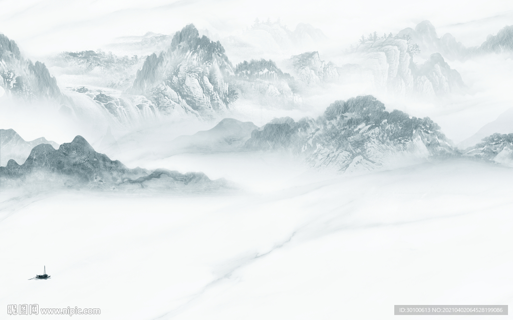 高清 山水背景墙画 TIF分层