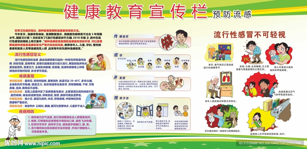 预防流感健康教育宣传栏
