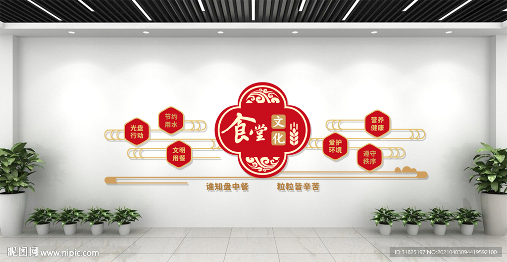 食堂餐厅爱惜粮食文明用餐文化墙