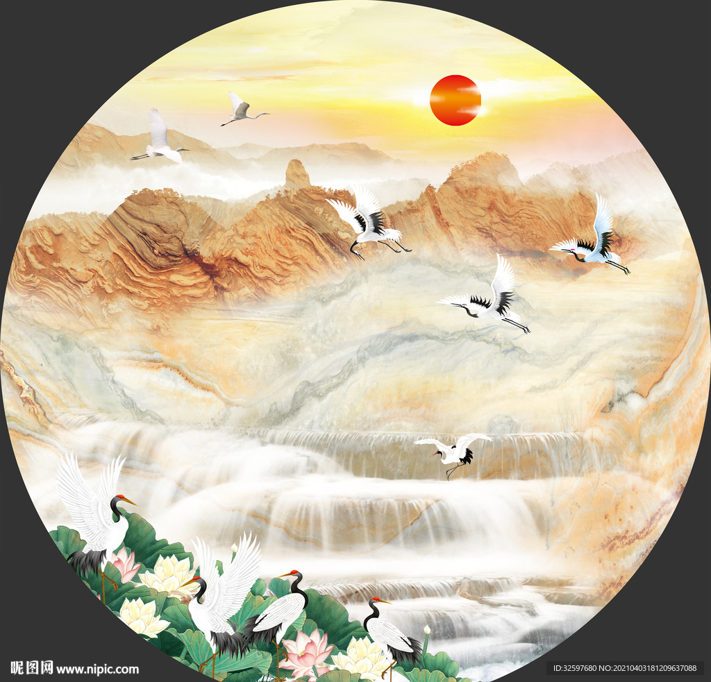 圆形流水生财玄关