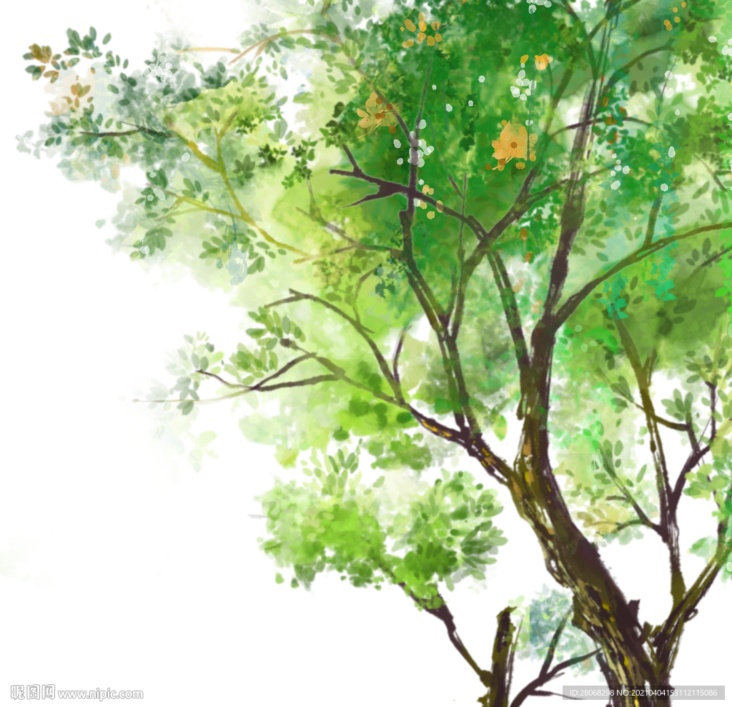 绿色春天插画植物元素