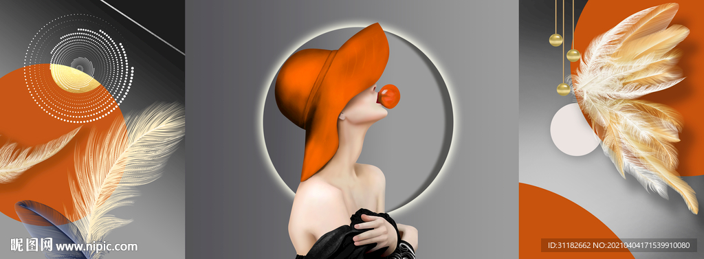 羽毛人物晶瓷画