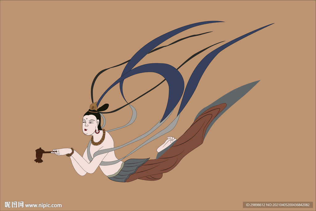 敦煌莫高窟423窟隋乐伎飞天