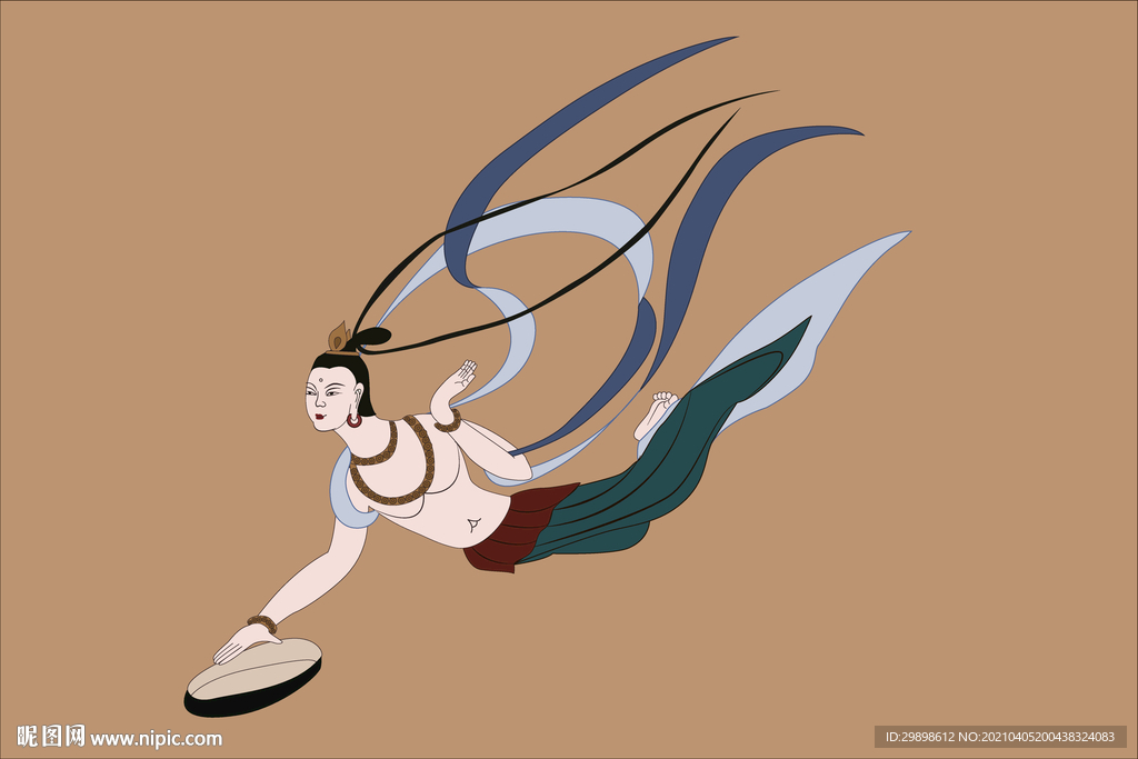 敦煌莫高窟423窟隋乐伎飞天