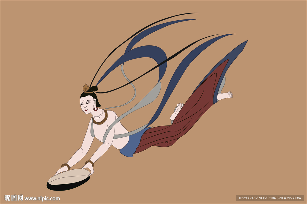 敦煌莫高窟423窟隋乐伎飞天