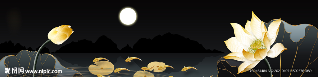 高端九鱼荷花装饰画