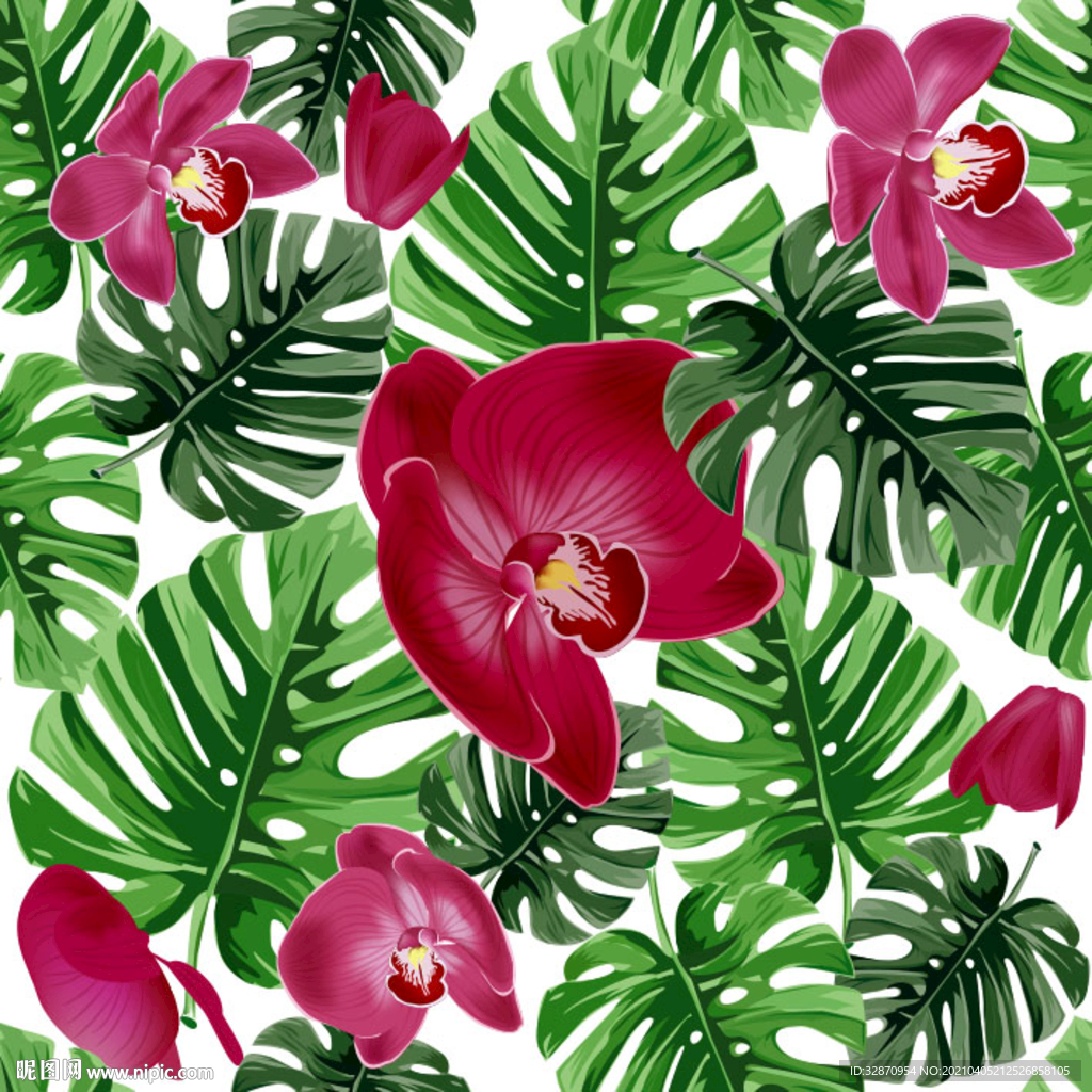 手绘花 数码印花