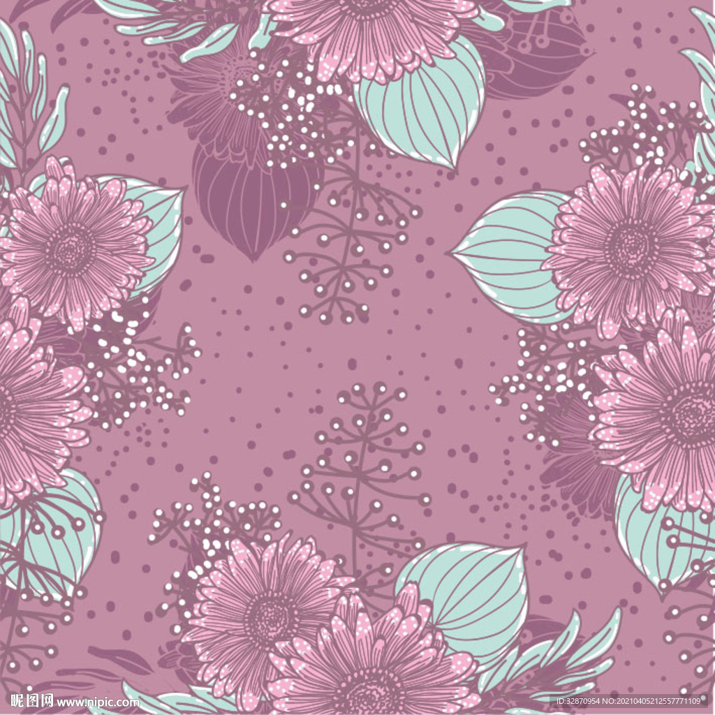 手绘花 数码印花