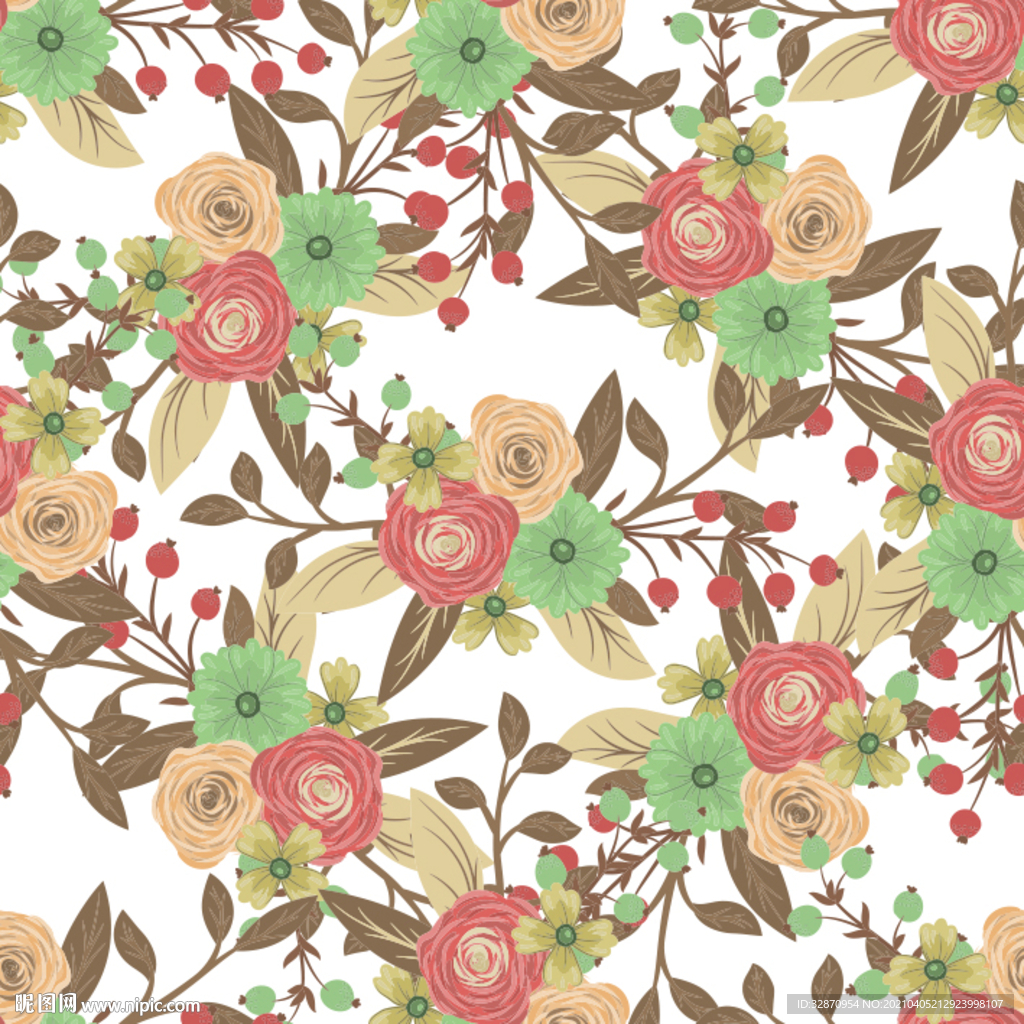 手绘花 数码印花