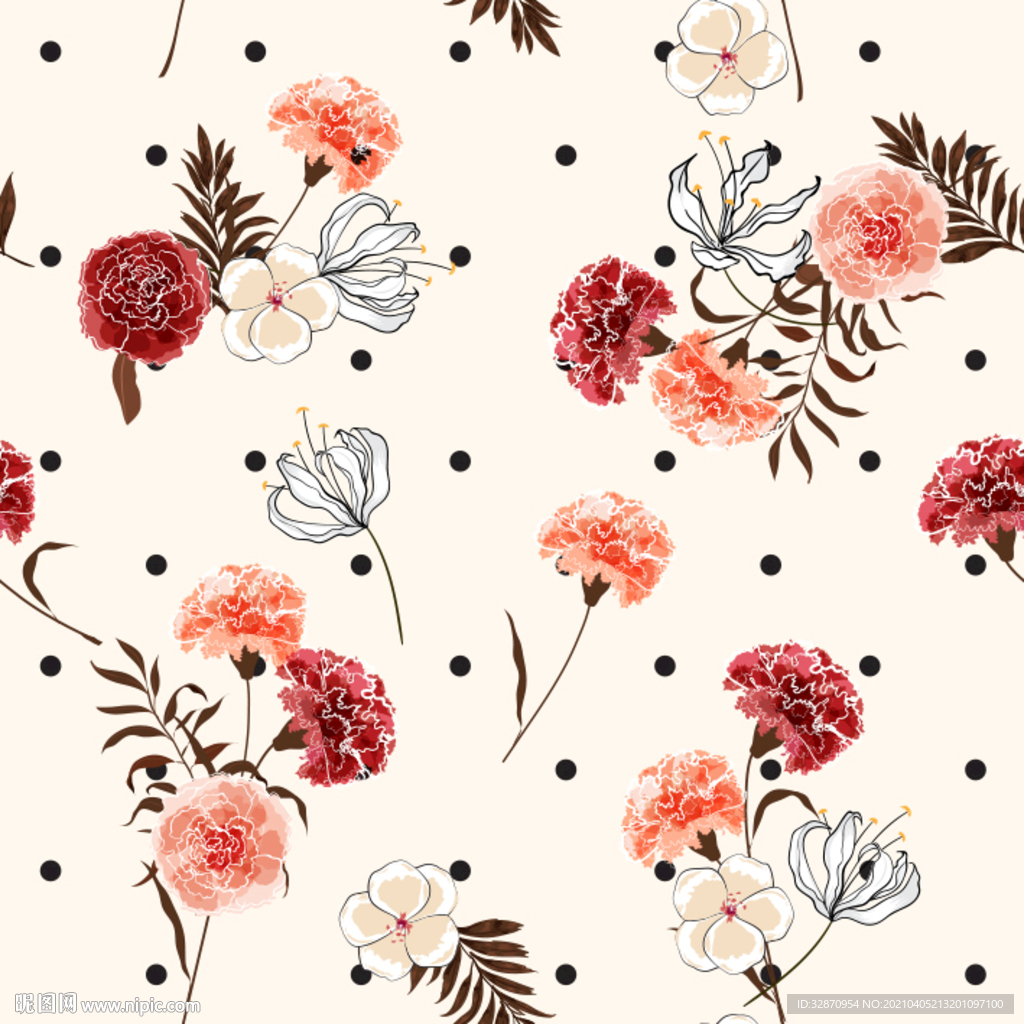 手绘花 数码印花