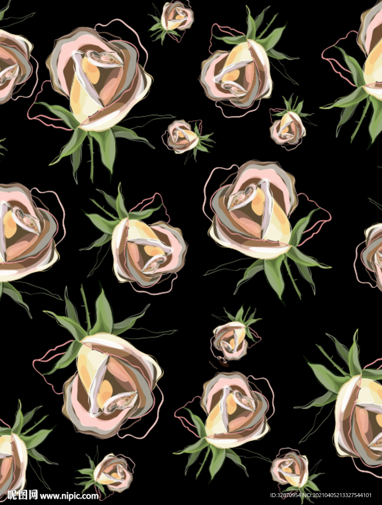 服装印花 手绘花型