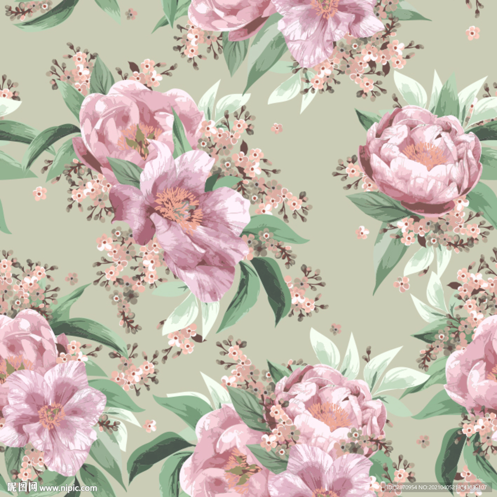 数码印花 手绘花